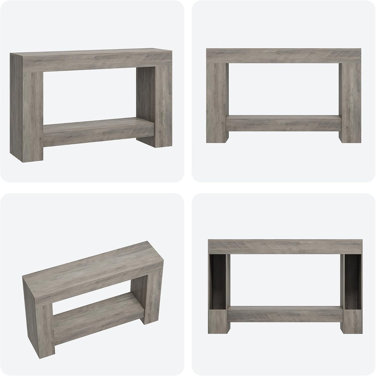 Garvee 47" Farmhouse 2-Tier Console Table for Entryway, Grey | Sofa Table with Storage, Sturdy U-Shaped Base, Long Entryway Table for Living Room, Easy Assembly