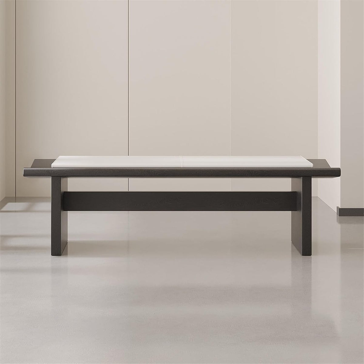 Modern Wooden Long Shoe-Changing Bench for Bedroom Dressing Room Leather Bed end Upholstered Entryway(Small)