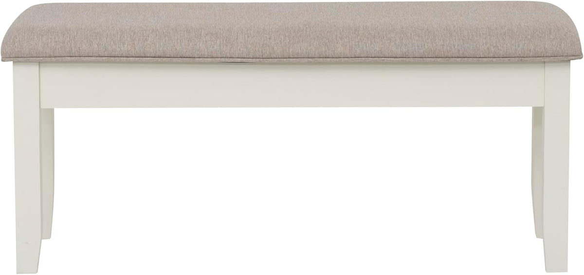 Powell Company Jane Grey Wood Backless Storage Bench with Beige Upholstered Top