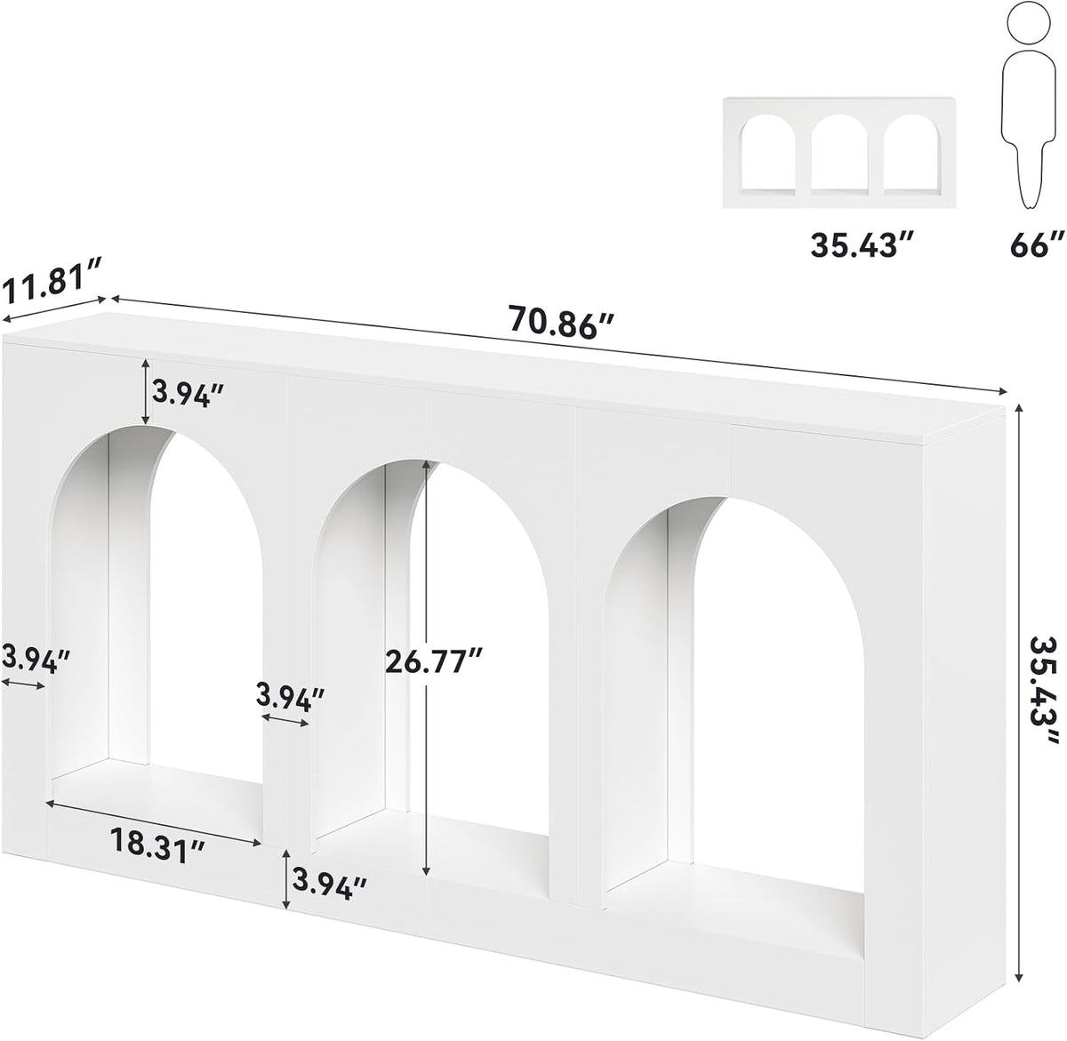 LITTLE TREE Console Table for Entryway, 71-Inch Long Narrow Modern Entry Table for Living Room, Hallway, Behind Couch, Entrance, Sofa, Foyer, Front Door, White