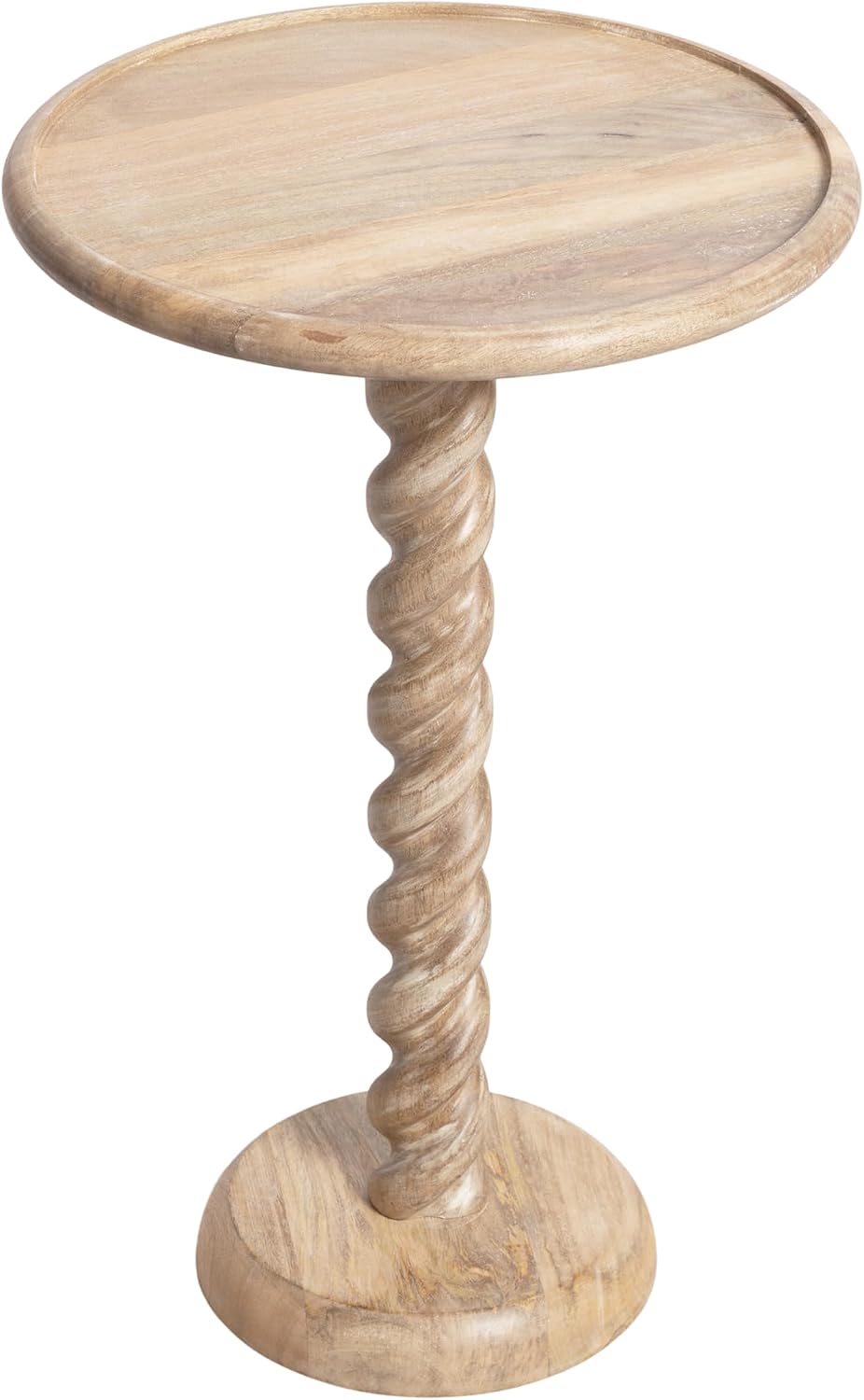 Kate and Laurel Willoughby Modern Wooden Spiraled Round Side Table, 15 x 15 x 24, Light Natural, Accent Pedestal End Table with Turned Base for Use as Indoor Plant Stand or Bedroom Nightstand Option