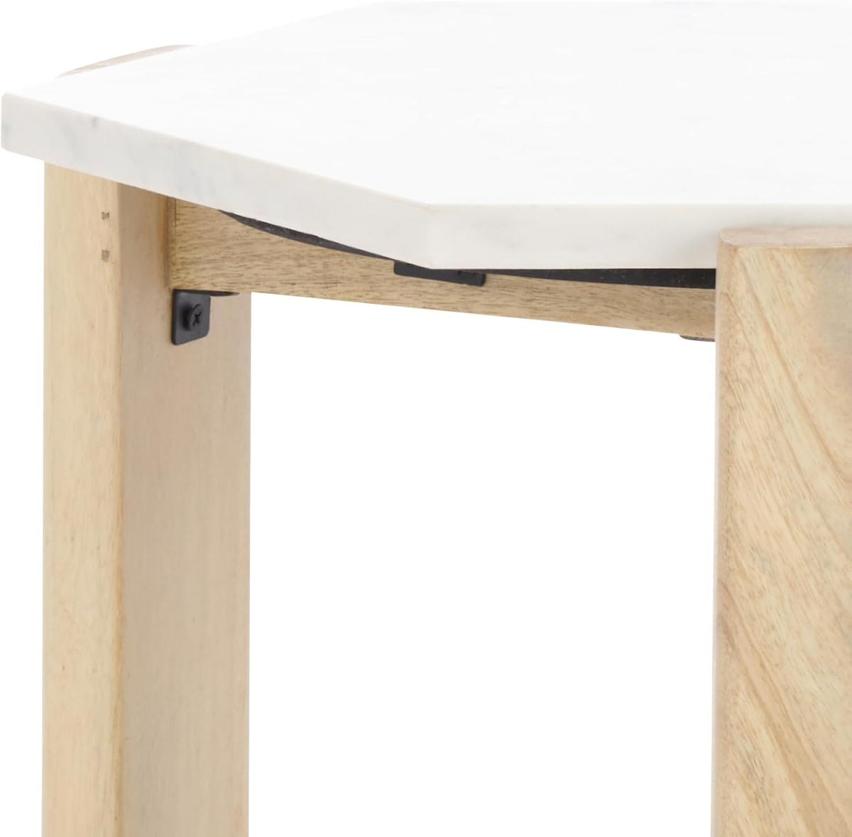 SAFAVIEH Home Collection - Pisa Side Table, White Marble Hexagon Top with Natural Wood Base, Fully Assembled (ACC3733A)