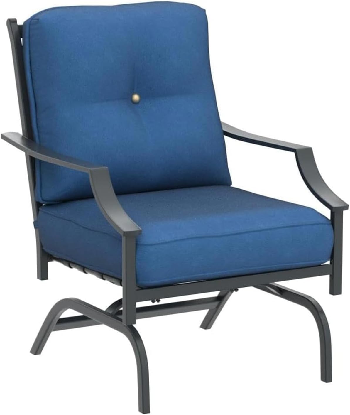 Top Space Rocking Patio Chairs Outdoor Metal Furniture Motion Spring Chair Black Dining Bistro Set with Padded Cushion for Garden Balcony Porch