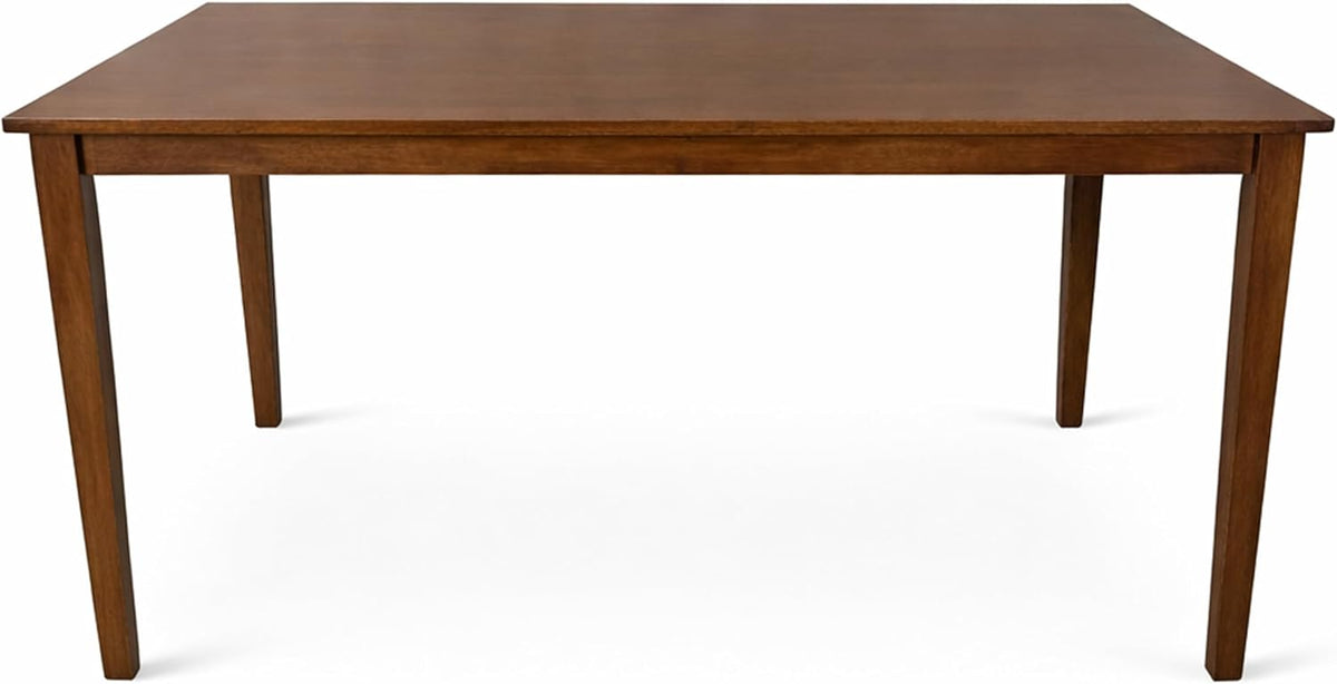 Modern 59 Inch Rectangular Dining Table, Dirty Oak Finish Solid Rubberwood