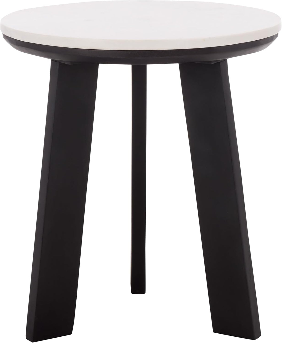 SAFAVIEH Home Collection - Sanji Marble Top Accent Table, Round Modern Side Table, White Marble & Black Base (ACC3737B)