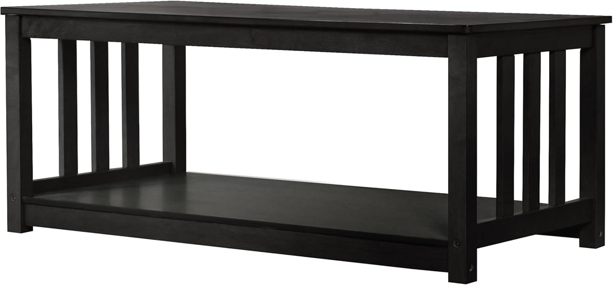 HOME DESIGN Ottawa 3 Piece Coffee Table Set with 2 End Tables and Lower Shelf Storage, Black