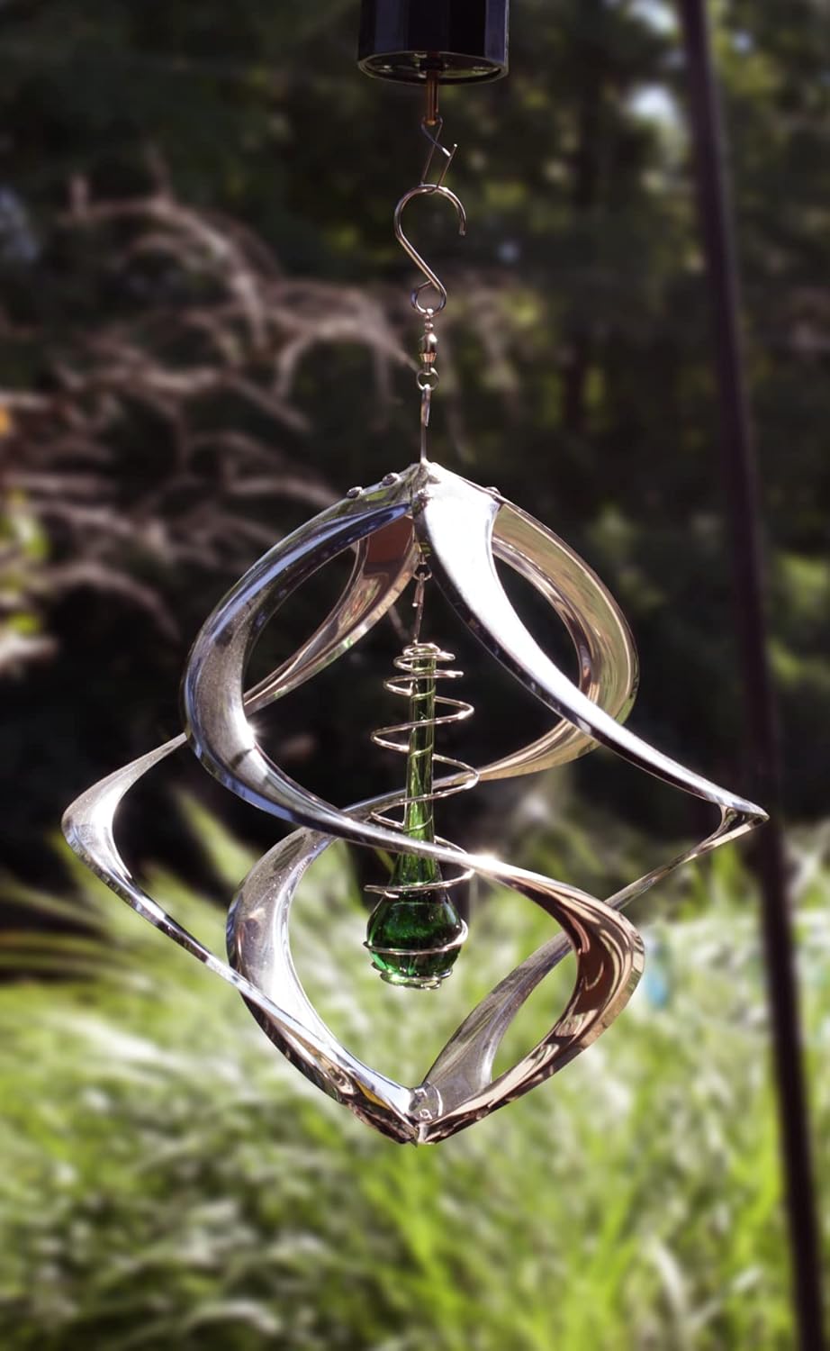 Red Carpet Studios The Original Helix Cosmix Wind Spinner Indoor/Outdoor 3-Dimensonal Garden Décor, 11-Inch, Chrome - Teardrop