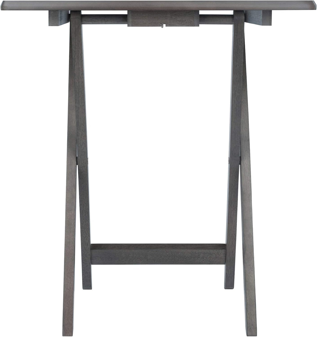 WINSOME Dorian Oversized Snack Table Set, Oyster Gray (Brown Base) (replace color may vary)., 23.62 x 15.75 x 25.51, 5pc