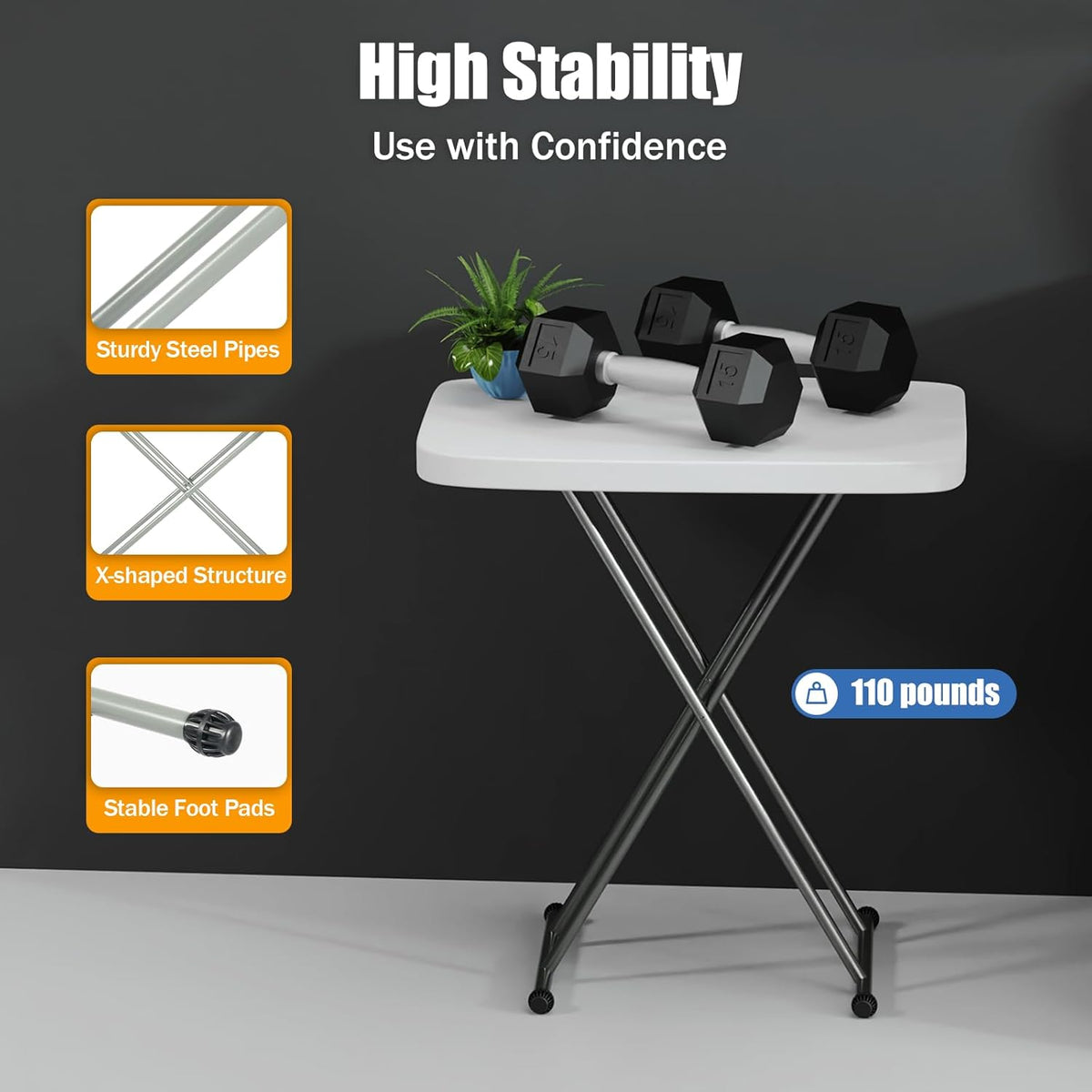 Adjustable Height Folding Table, Portable Lift-Up Desk for Home, Office & Outdoor Camping, Space-Saving Foldable Design with Enhanced Stability