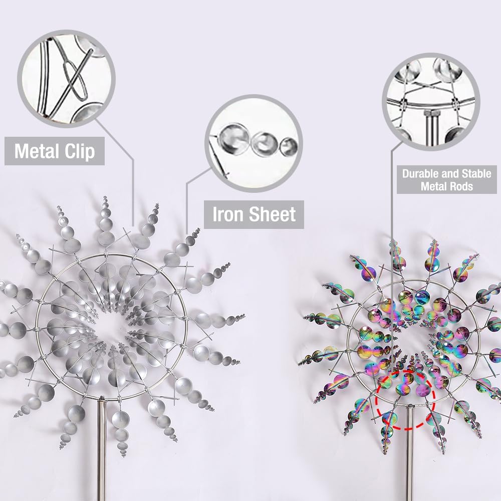 Wind Spinner，3D Patio and Garden Decor Outdoor Art Outside Decorations，Lawn Art Kinetic Windmill Craft Decorative Gift Women Mom Grandma Wife (Colorful)
