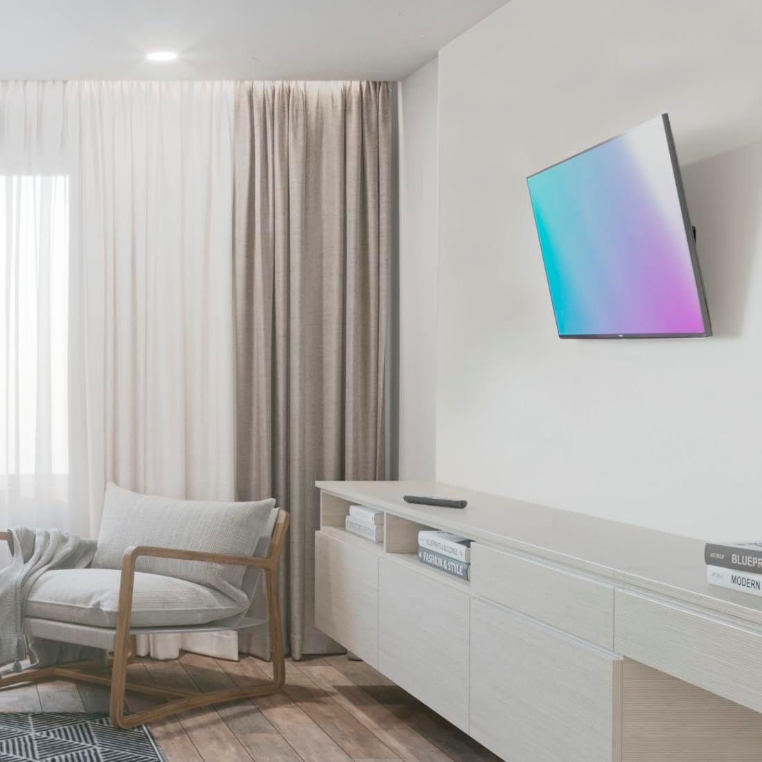 Hama Tilting TV Wall Mount, TV Bracket (TV 10 to 26 inches, 66 cm and 30 kg Max, Perfect for Amazon Echo Show 15, Tilt + 10°/- 15°, VESA 100 x 100 Max, Fisher & Jig Pegs) with 10-Year Guarantee, Black