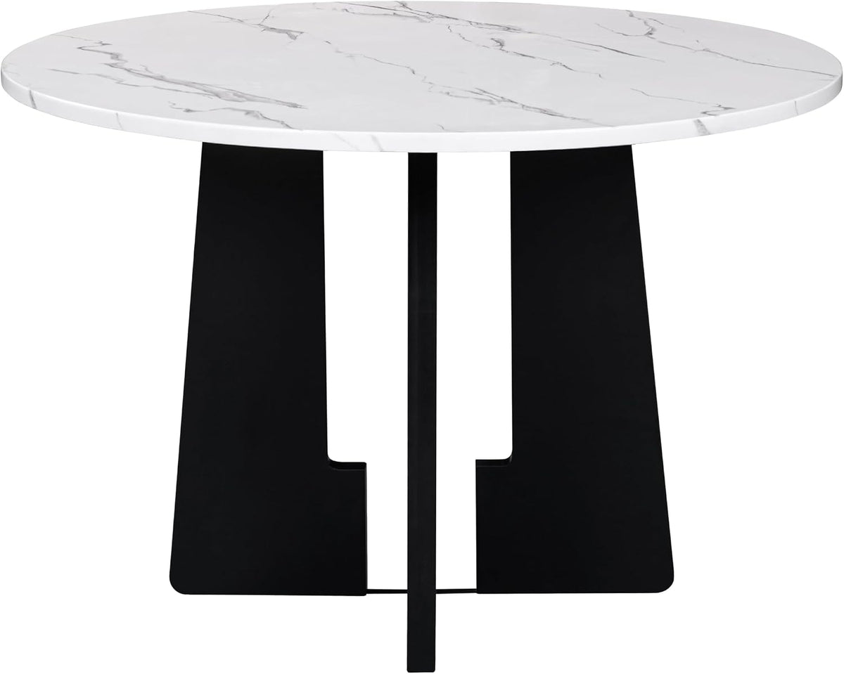 Merax 43 Inch Round Dining Table for 4, Spacious Tabletop Modern Solid and Durable Construction Practical Multi-Purposefor Kitchen Living Room, White+Black