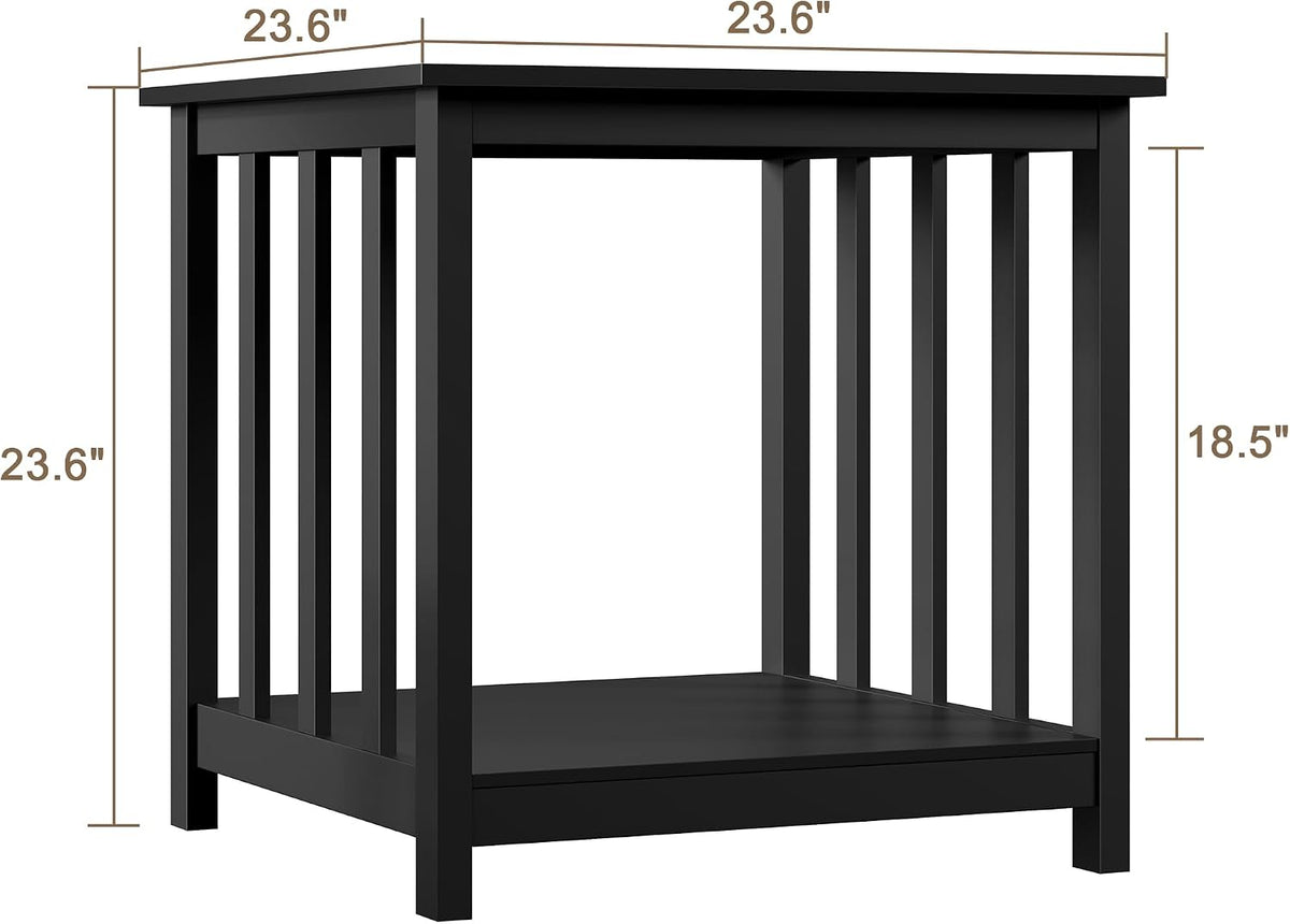 Treocho Large End Tables Living Room Set of 2 with Storage Shelf