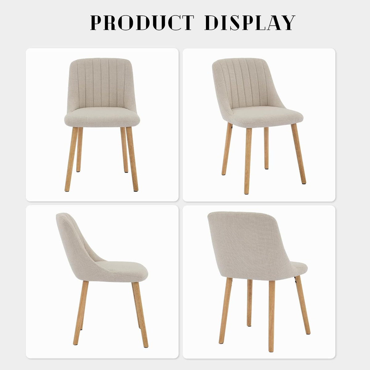 GarveeHome Dining Chairs Set of 2,Modern Upholstered Kitchen Chairs with Ergonomic Back Support,300lbs Capacity Dining Chairs with Oak Legs for Dining Room Home Restaurant