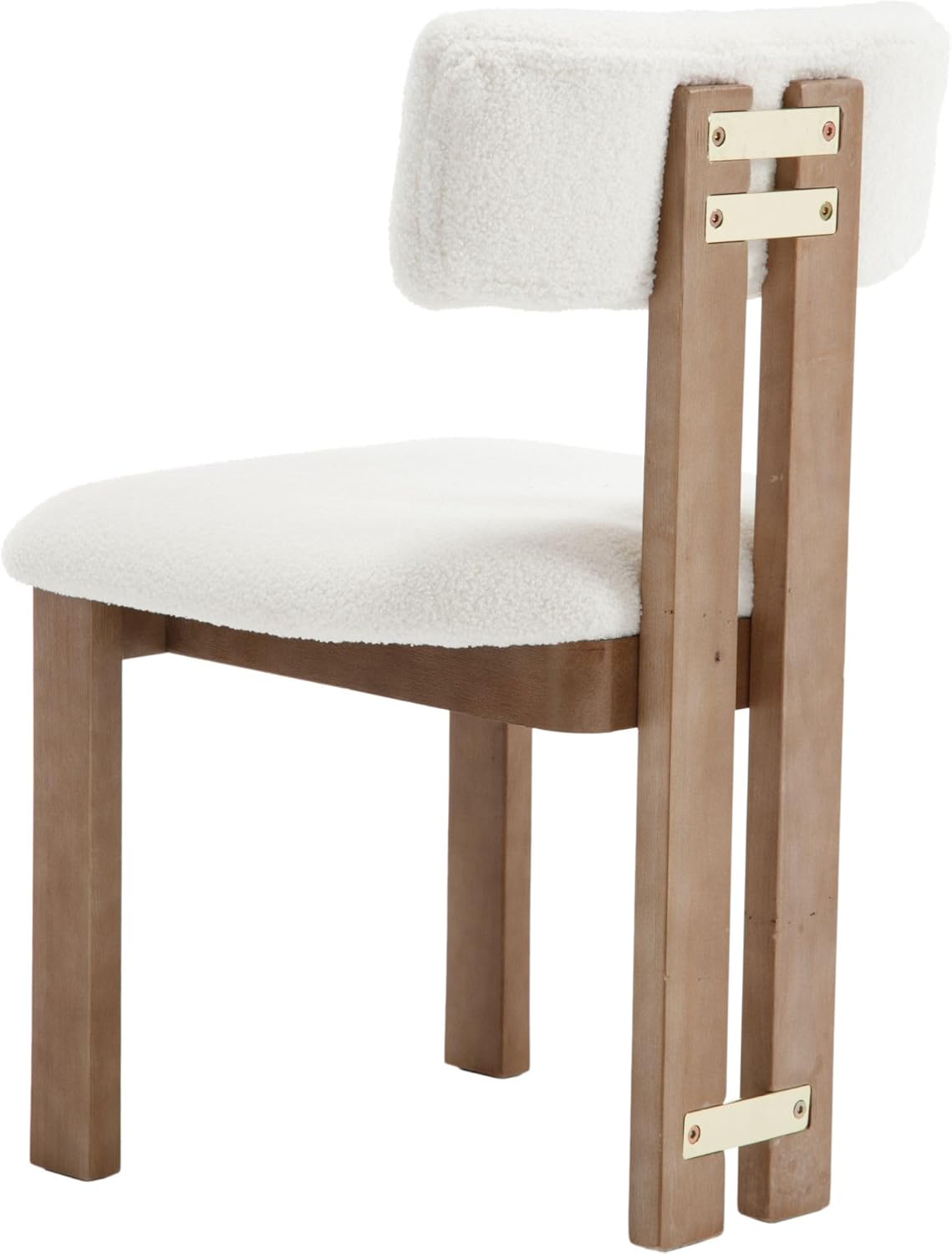 BESTANO Sherpa Boucle Wooden Dining Chairs Set of 4, Modern Farmhouse Dining Room Kitchen Chairs with Curved Backrest Natural Wood Legs, Armless Dining Chairs, Beige