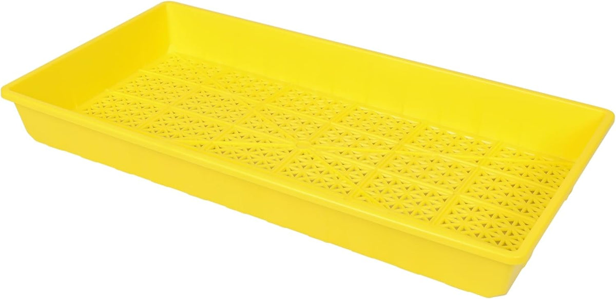 SUNPACK 10" x 20" Heavy Duty Mesh Plastic Seed Starting Tray, Yellow, 2.3" (Pack of 10) - Ensures Water Drainage and Aeration, Perfect for Greenhouses or Indoor Gardening