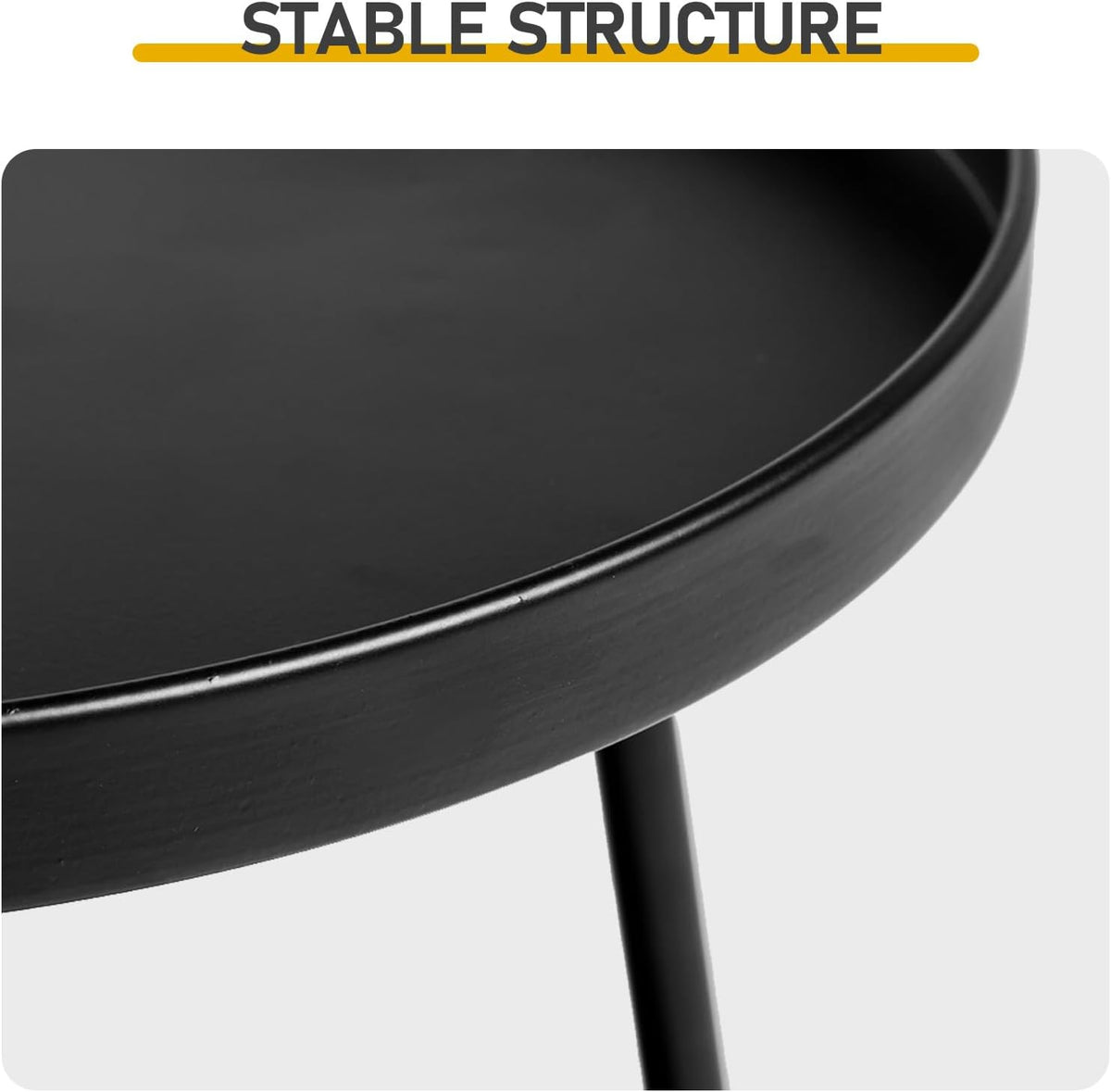 2-Tier Round End Table,Small Side Table Round Metal Coffee Tables Nightstand for Small Spaces Indoor Outdoor and Living Room Bedroom or Office, Black