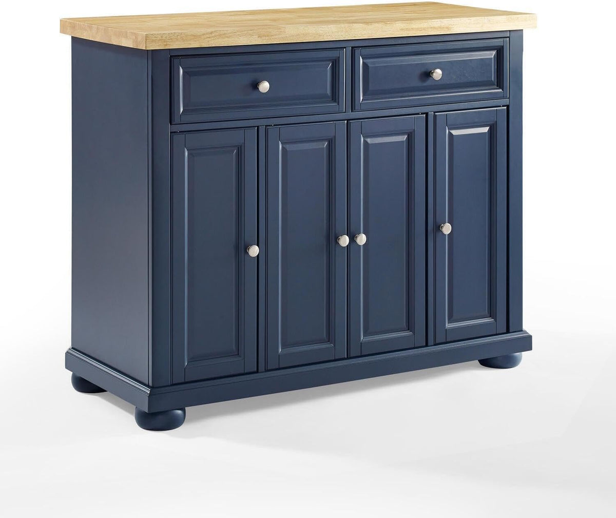 HomeStock Renaissance Rhapsody Kitchen Island with Durable Top and Optional Casters - Island/Cart, Versatile Storage Kitchen Island, Elegant Kitchen Cart Navy