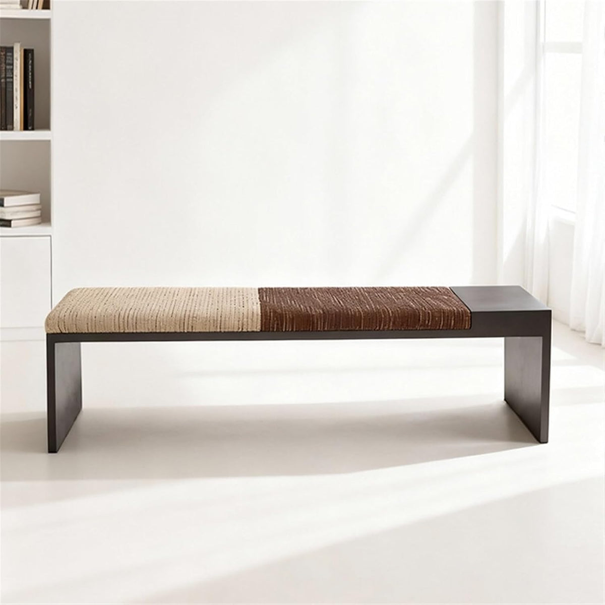 Modern Fabric Bench for Office Area Casual Dressing Room Bedroom Wooden Bed end Entryway(Small)