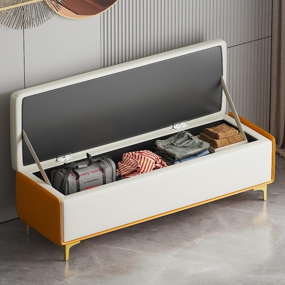 Modern Bed End Stool Bedroom Shoe Changing Entrance Bench Clothing Store Cloakroom Rest Sofa Storage Entryway(Gris,Small)
