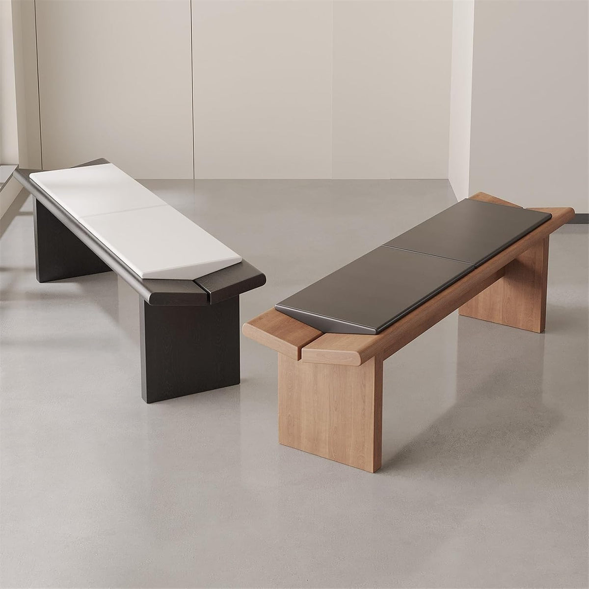 Modern Wooden Long Shoe-Changing Bench for Bedroom Dressing Room Leather Bed end Upholstered Entryway(XS)