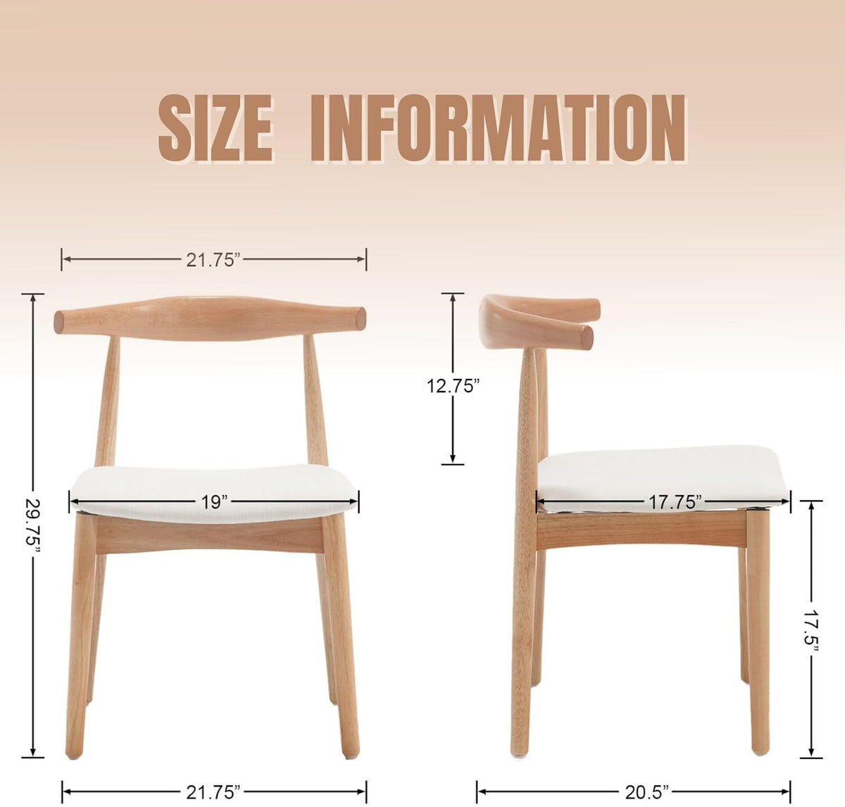 ROCITY Wood Dining Chairs Set of 4 Fabric Kitchen Chairs with Linen Cushion and Barrel Backs Mid Century Modern Dining Room Chairs Natural Wood