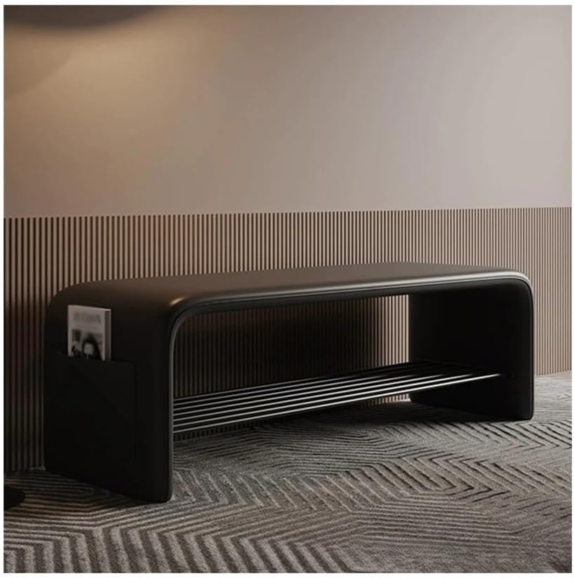 Modern Doorway Shoe-Changing Stool Shoe Cabinet Storage Two-Purpose Bedroom Simple Bedside Bench for Sitting Entryway(Black,Large)