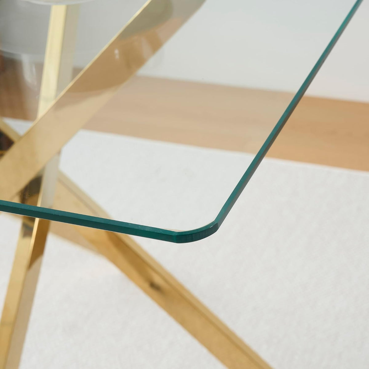 Square Glass Dining Table,Glass Dining Room Table with Metal Legs, Modern Glass Kitchen Table for Home, Kitchen, Dining Room