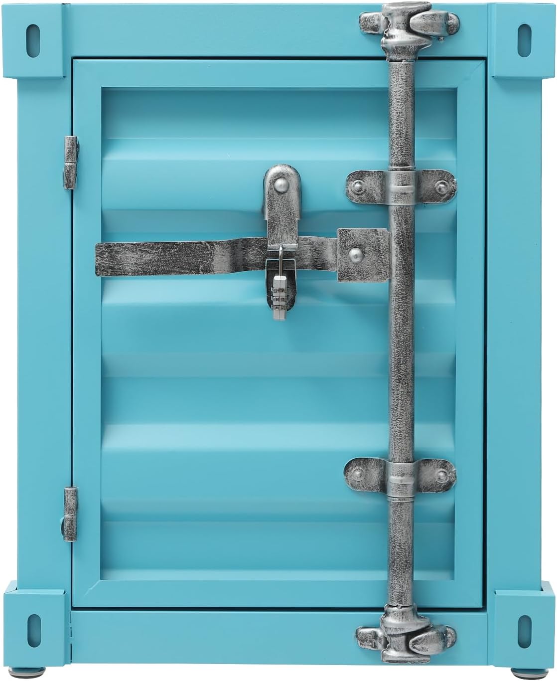 Side Table, Industrial Wind Container Cabinet Iron Bedside Table Vintage Container Design Cabinet with Combination Lock for Bedroom, Living Room, Garage, Bar (Blue)