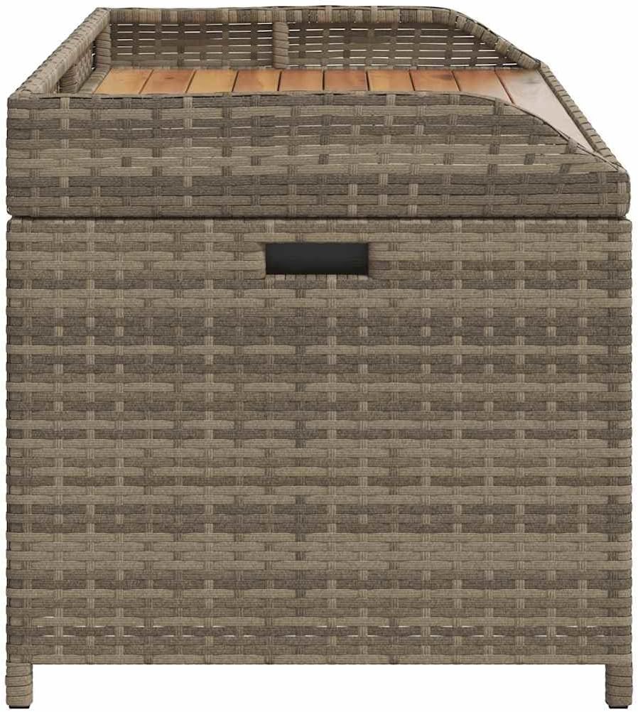 Patio Storage Bench Gray 39.4x19.7x20.5 Inch Poly Rattan Outdoor Seat with Storage Box and Waterproof Bag