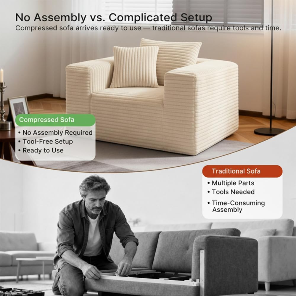 Sofa Chair Memory Foam Reading Couch with Pillow Floor Lounger No Assembly