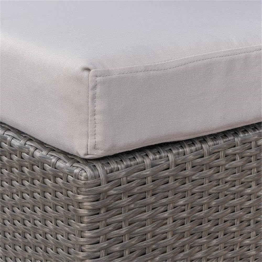 Great Deal Furniture Noble House Santa Rosa 16" Grey Wicker Ottoman Seat w/Silver Cushion (Set of 2)
