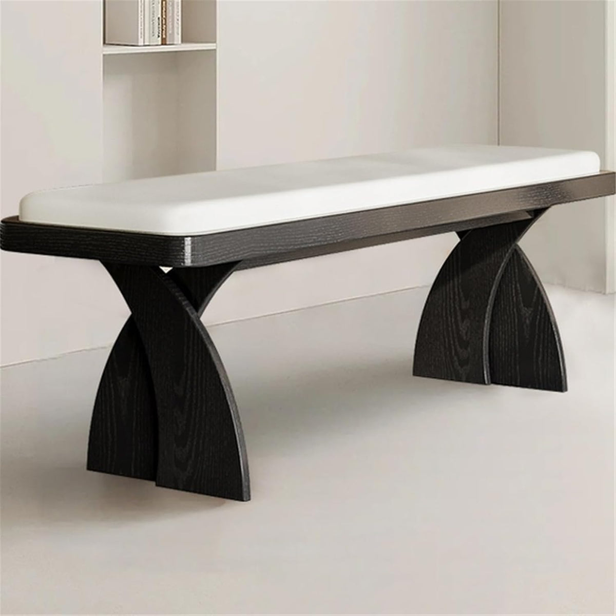 Modern Retro Wooden Long Bench at The Foot of The Bed in The Bedroom Dressing Room or Home for Changing Shoes Entryway(Large)