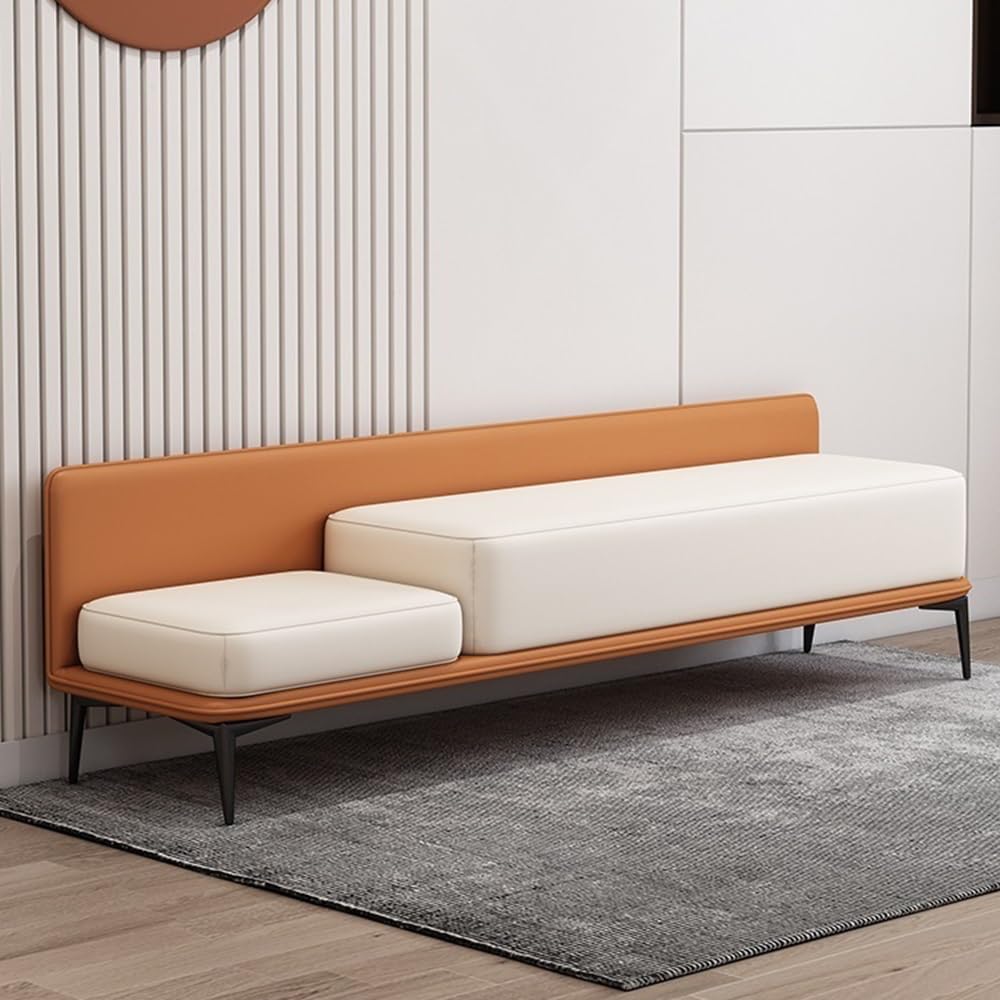 Modern Bed End Stool Modern Bedside Bench Bedroom Entrance Shoe Long Sofa Entryway(Brown)