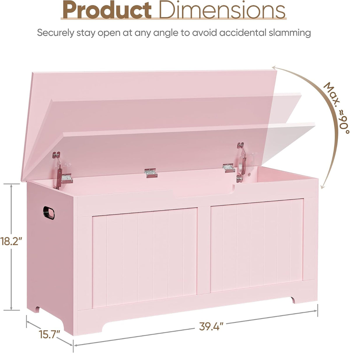 SUPER DEAL Storage Chest, 39 inches Chest Box Organizer with 2 Safety Hinges, Wooden Entryway Shoe Organizer Storage Bench, Pink