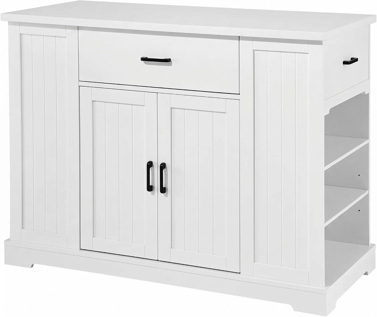 46 Inch Kitchen Island Cart with Storage Cabinet, Wood Top Breakfast Bar with Drawer, Multifunctional Kitchen Table with