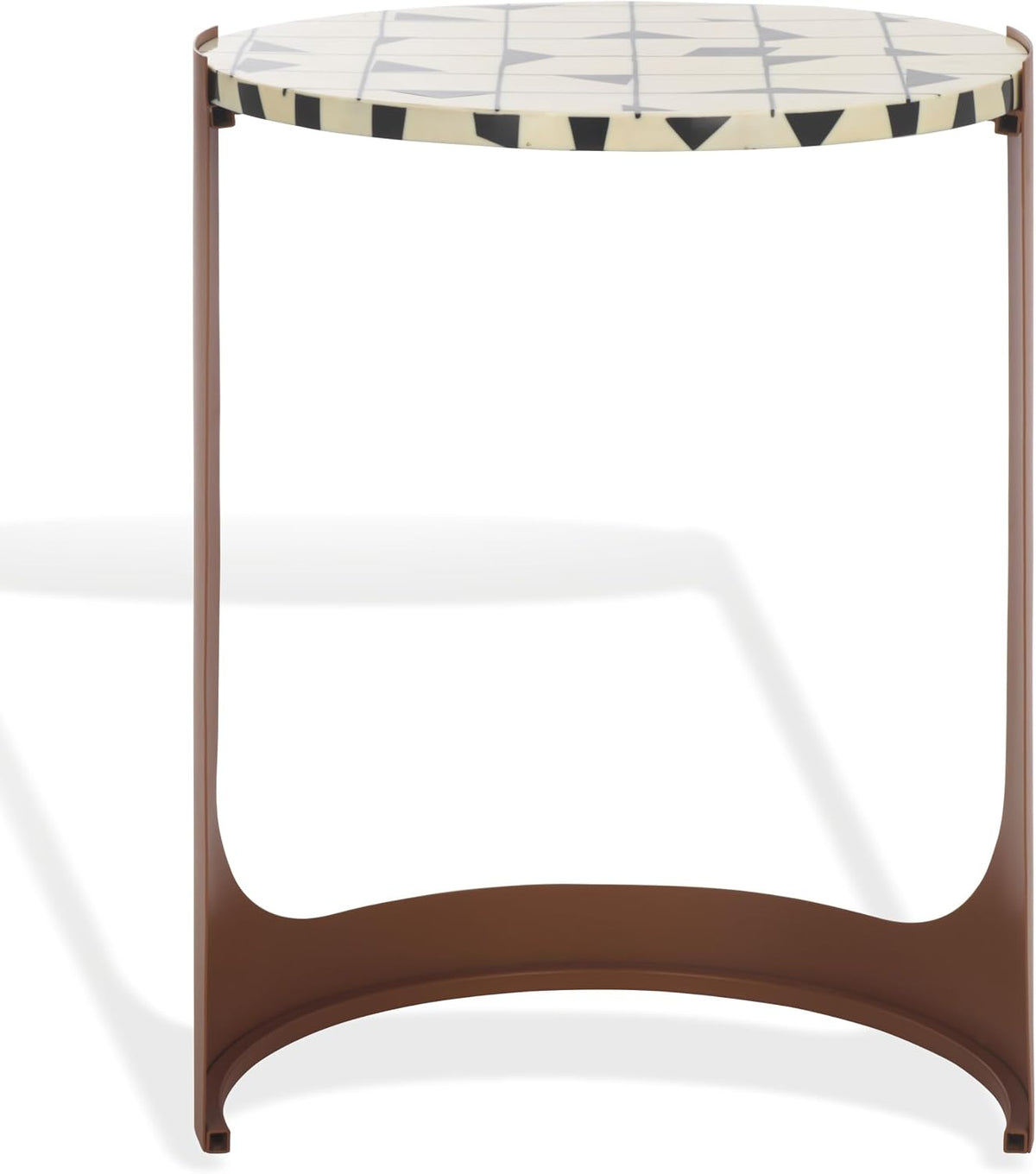 SAFAVIEH Couture Collection - Tomlinson Brown & White Metal Accent Table, Sculptural Modern Side Table, High-Gloss Resin Round Top, Fully Assembled (SFV6805B)