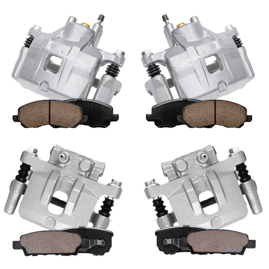 Detroit Axle - Front and Rear Brake Calipers w/Bracket + Brake Pads Kit Replacement for Chrysler 200 Sebring Dodge Caliber - 8pc