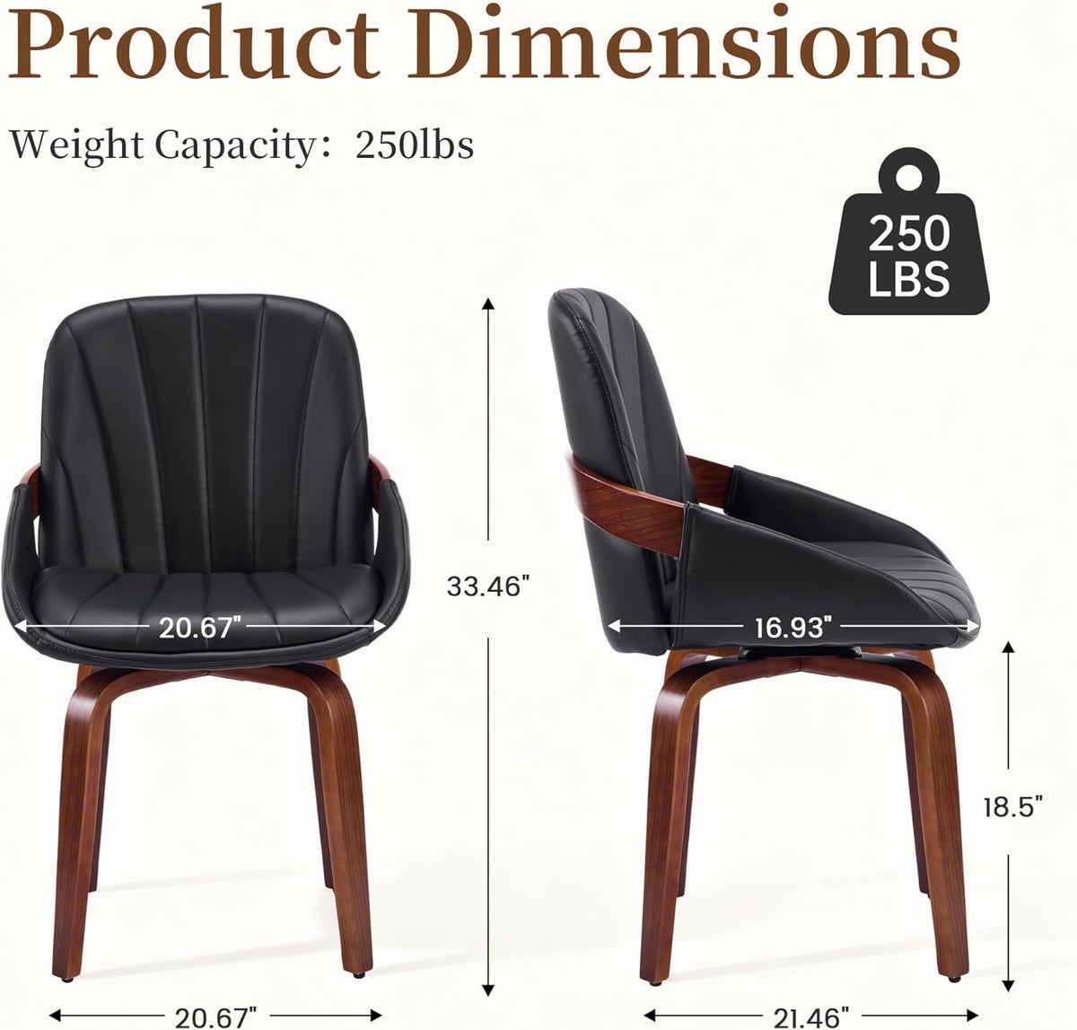 Swivel Dining Chairs Set of 4, Mid Century Modern Swivel Dining Chairs with Arms，Upholstered Kitchen & Dining Room Side Chairs with Solid Wood Legs for Living Room