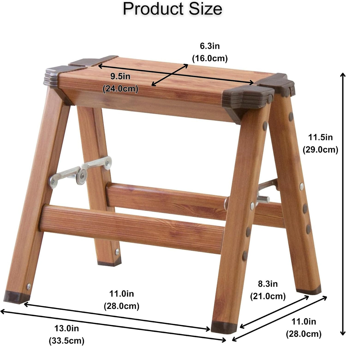 AZUMAYA PC-401 Folding Step 11.5" Inches Height Aluminum Frame Material, W13.0 x D11.0 x H11.5, Wooden Pattern Printed Surface Finish
