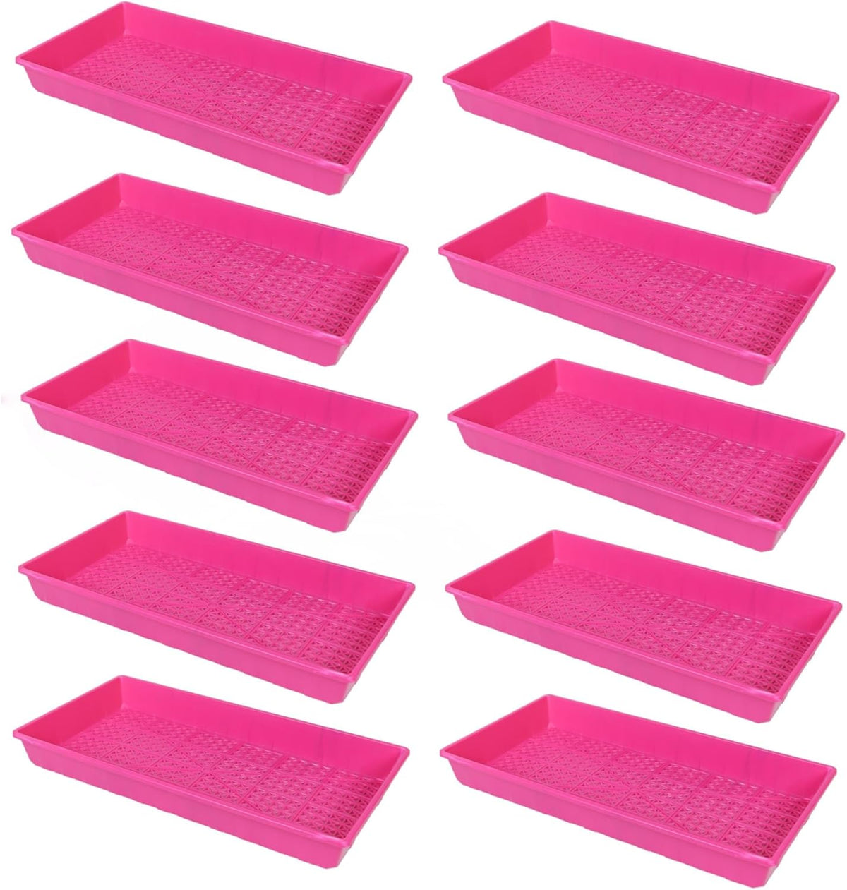 SUNPACK 10" x 20" Heavy Duty Mesh Plastic Seed Starting Tray, Magenta, 2.3" (Pack of 10) - Ensures Water Drainage and Aeration, Perfect for Greenhouses or Indoor Gardening
