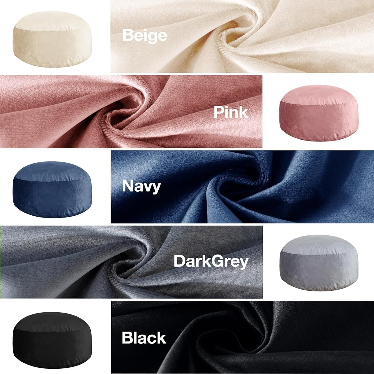 3 Ft Bean Bag Chair,Bean Bag Chairs for Living Room,3 Foot,Dark Grey | Bean Bag Chairs for Adults,Memory Foam Filling,Beanbag with Filler Included,Soft Velvet Cover,Pocket & Pull-Handle