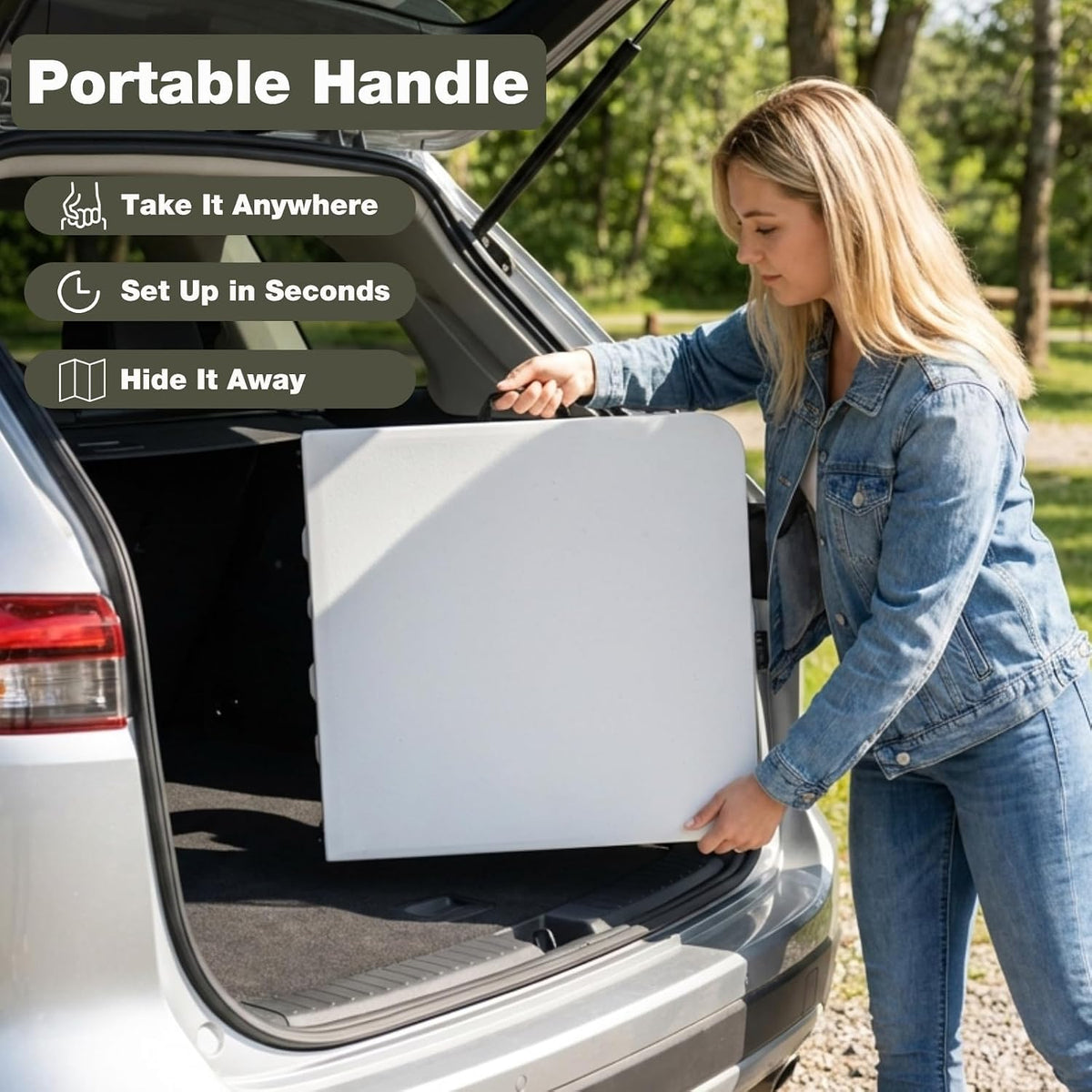 4ft Folding Table with Adjustable Height, 2-Level Foldable Table with HDPE Top & Steel Legs, Portable 4 Foot Folding Table for Picnic, Party, Craft, Indoor Outdoor Use, White