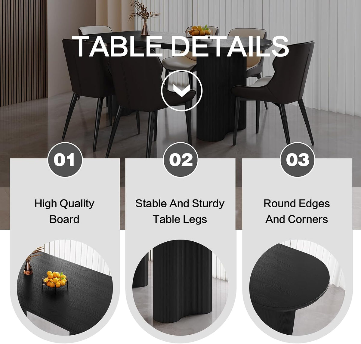 Guyii 62.99" Dining Table Set with 4 Chairs, Modern Kitchen Table Set, Indoor Dining Table for Kitchen, Bar, Living Room, Breakfast Nook, Small Space, Black