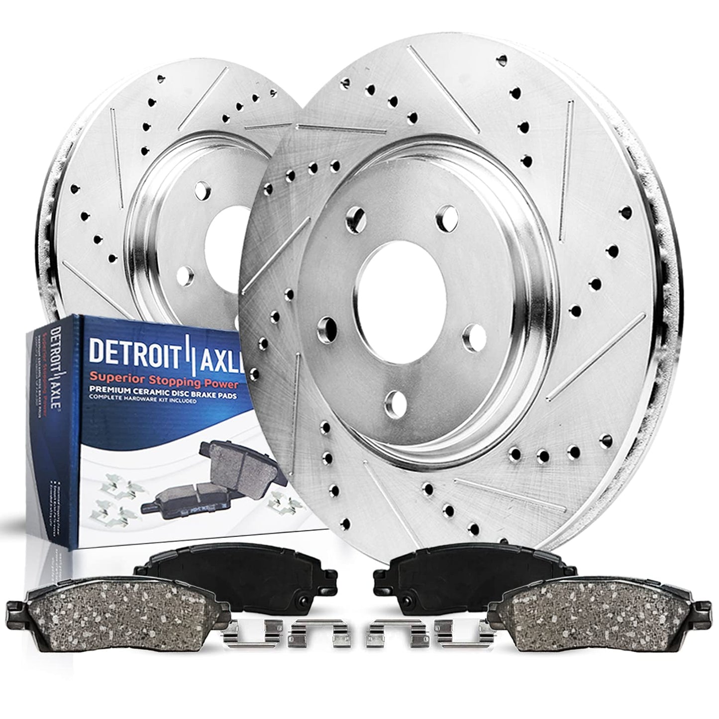 Detroit Axle - Front Brake Kit for 2002-2005 Ford Explorer Mercury Mountaineer Drilled & Slotted Brake Rotors and Ceramic Brakes