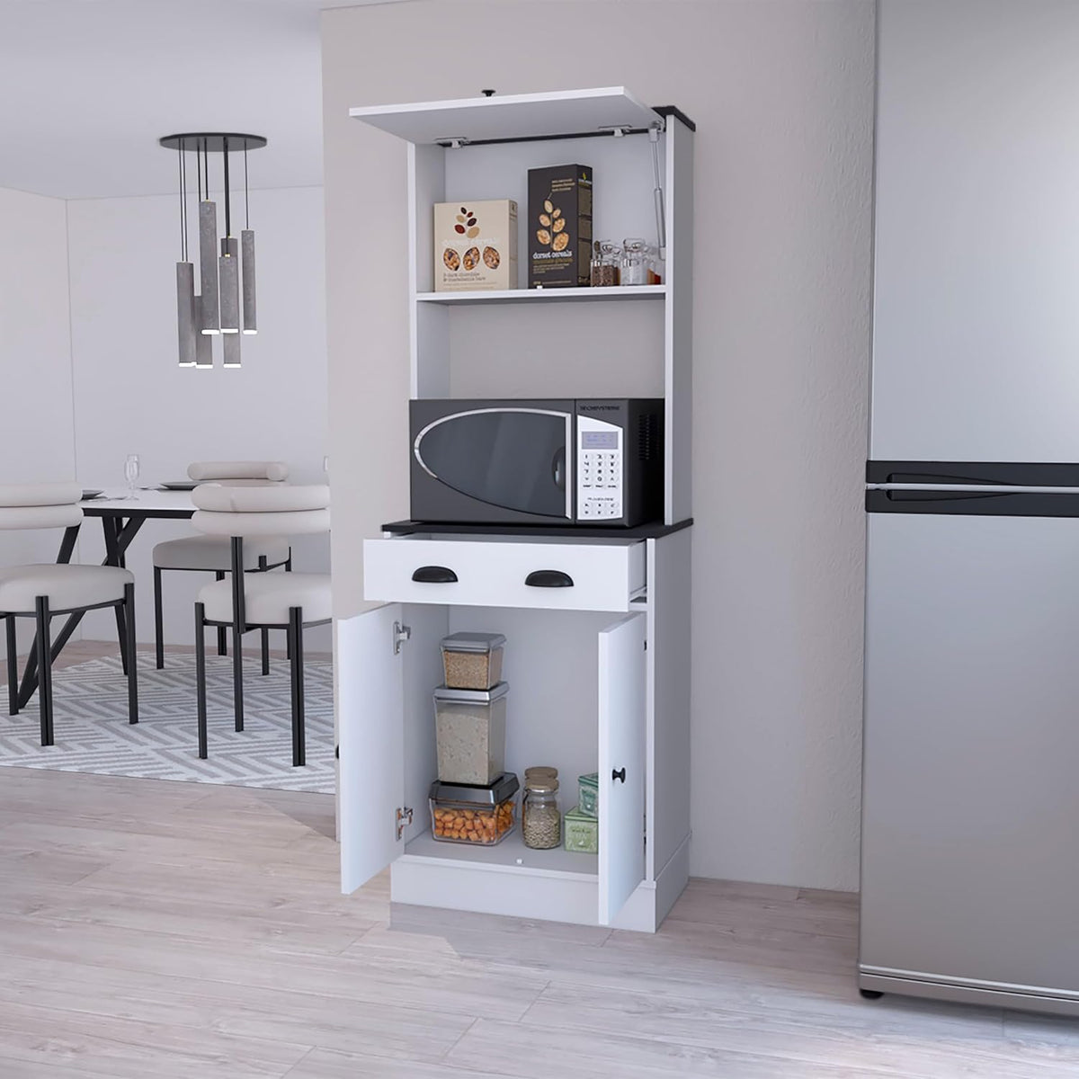 White and Black 2 Cabinet Kitchen Pantry