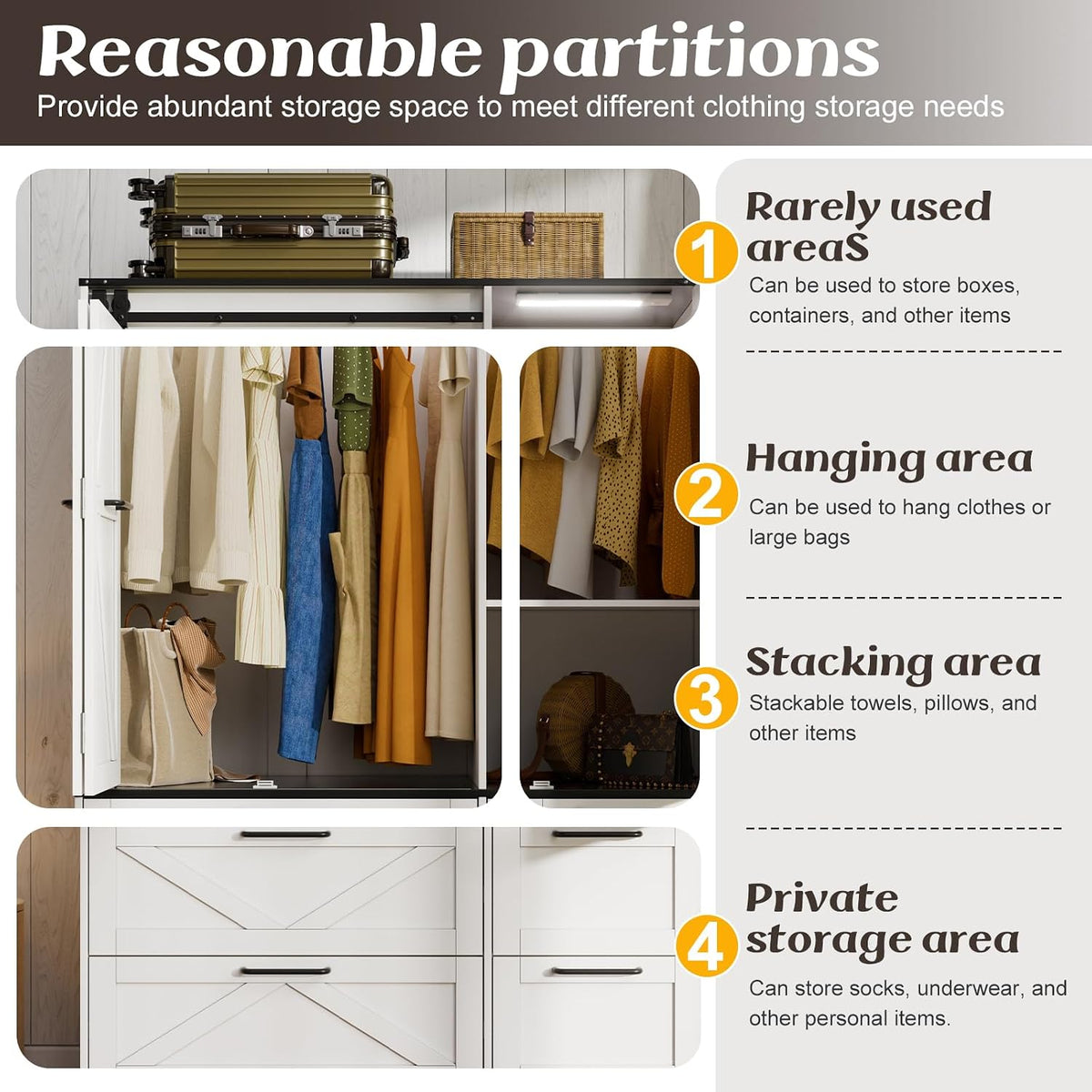 PAKASEPT Armoire Wardrobe Closet with w/Folding Sliding Barn Door