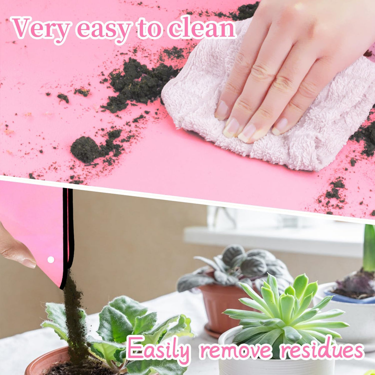 SupKing Repotting Mat for Indoor Plant Transplanting 29.5"x 29.5" Pink Garden Mat for Plant Lovers Oxford Fabric Portable Potting Tray for Gardening Mess Control