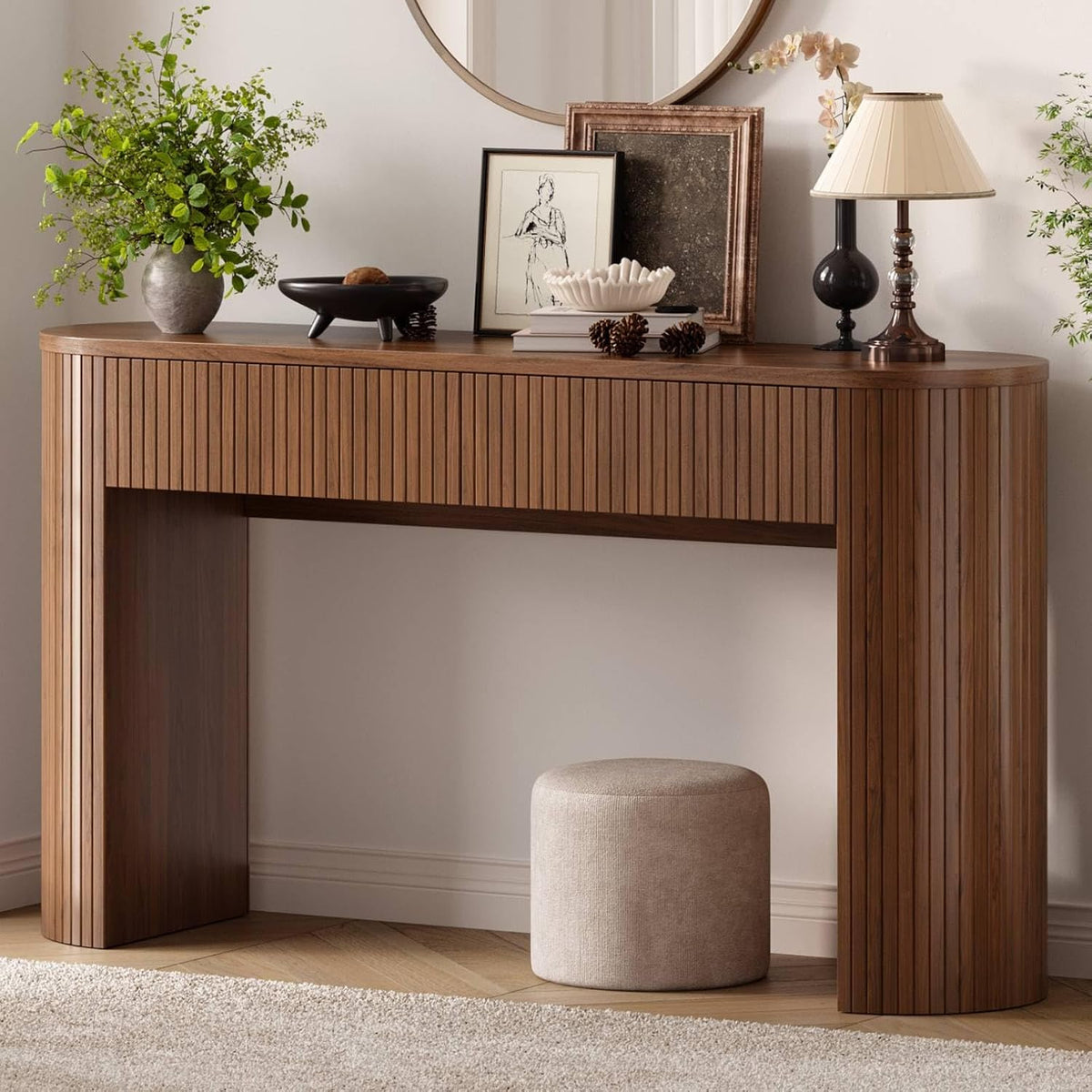 ONBRILL 55 Inch Console Table with 2 Drawers, Entryway Tables with Storage