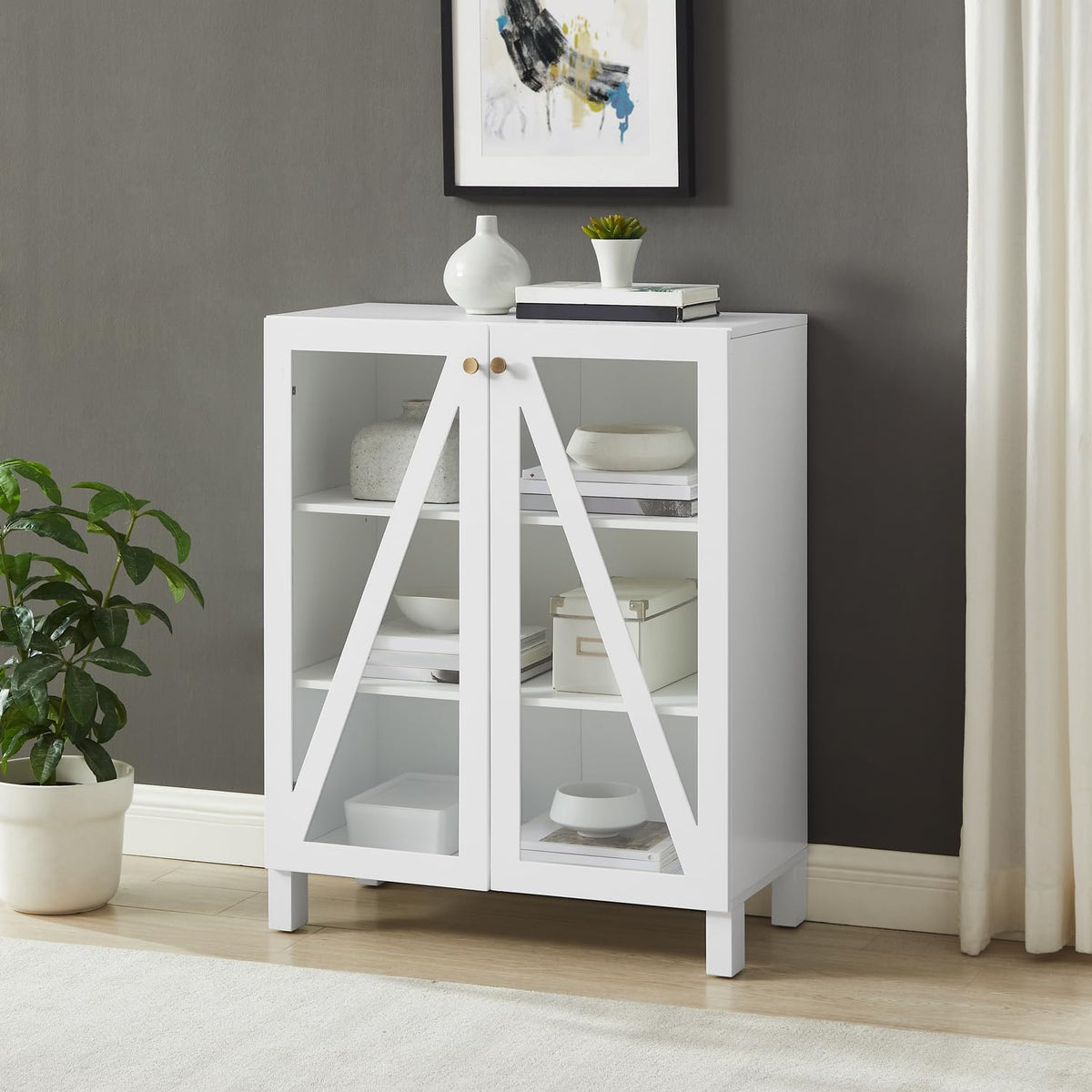 Maykoosh White Stackable Pantry Cabinet - Modern Kitchen Storage Organizer 60.5" W x 38" H
